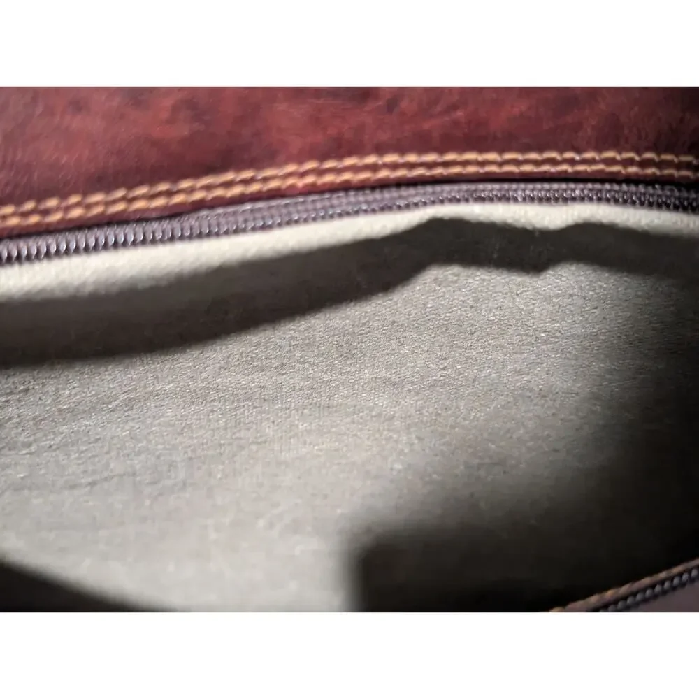 Brown No Fabric Content Canvas Lined Shoulder Strap Brief Bag